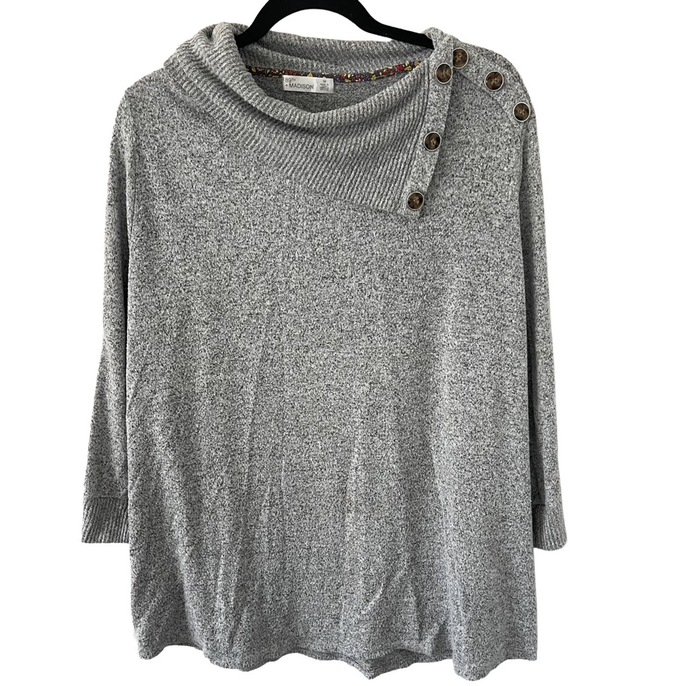 89th & Madison Heather Gray Cowl Neck Sweater